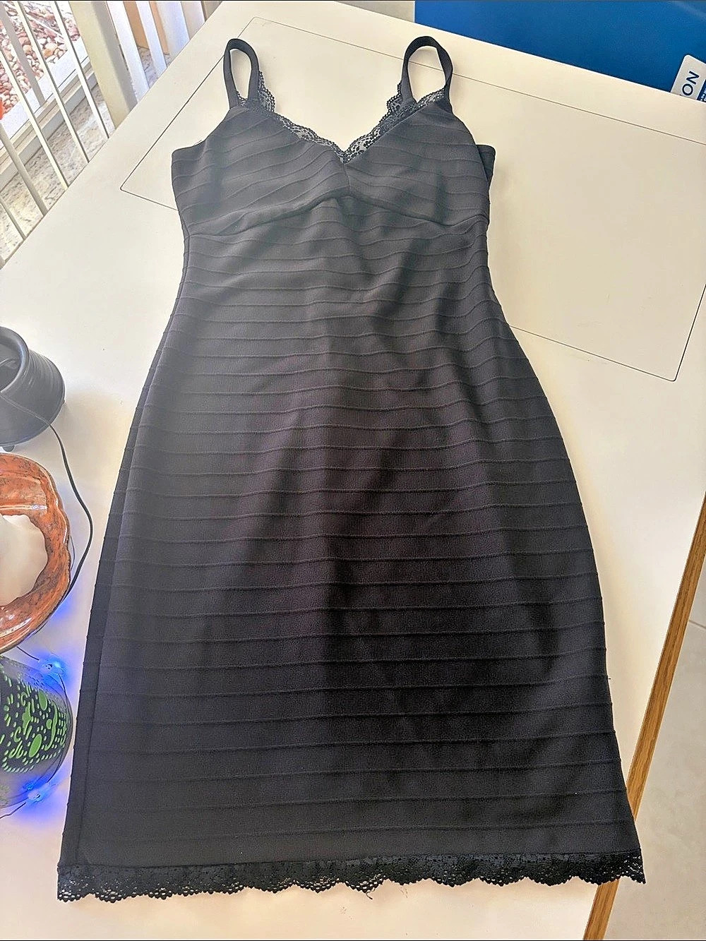 GUESS Black Lace Trim Mini Dress Size 4 Like New